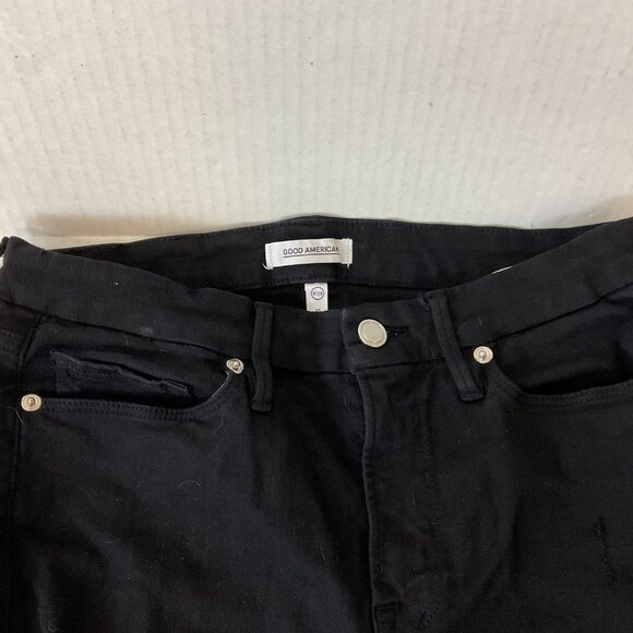 Good American Good Legs Jeans 8/29 Black Distressed Destroyed - Picture 4 of 10